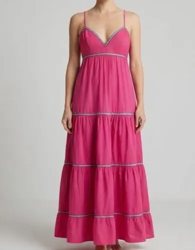 Vestido Longo Fúscia/Rosa Pink Estilo Boho Chic - Tam. M