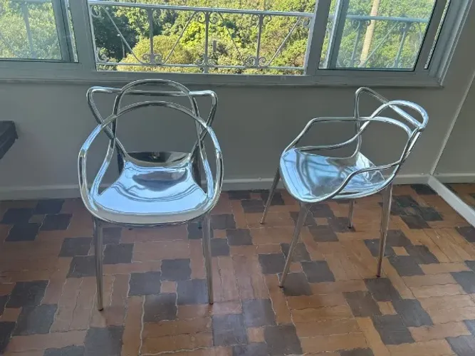 Par de Cadeiras Kartell Masters Prata Cromada - Originais | Philippe Starck