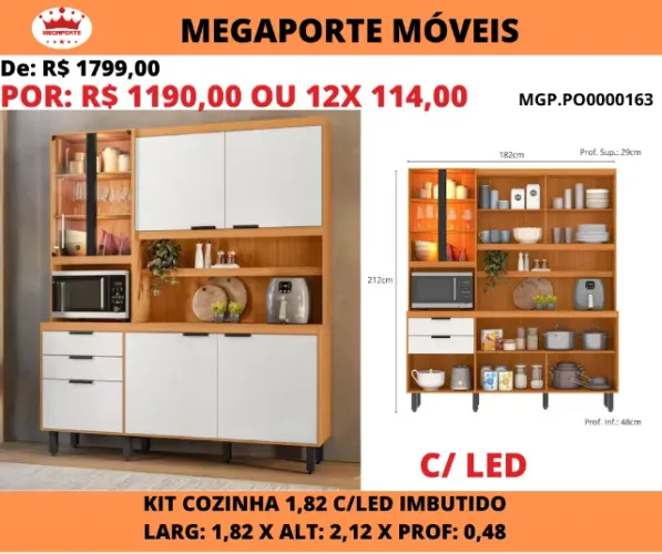 KIT COZINHA 1,82 C/LED