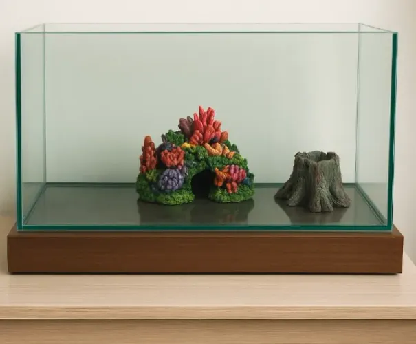 Cabral artificial e trinco de árvore, todos em resina, para enfeitar aquários  