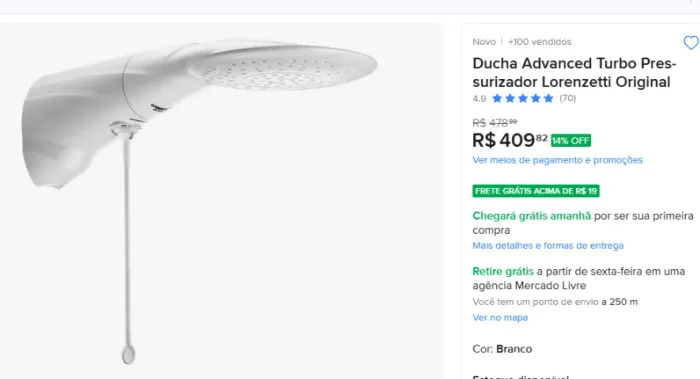 Vendo / Troco Chuveiro Ducha 110v Multitemperatura Advanced Turbo com Pressurizador Lorenz