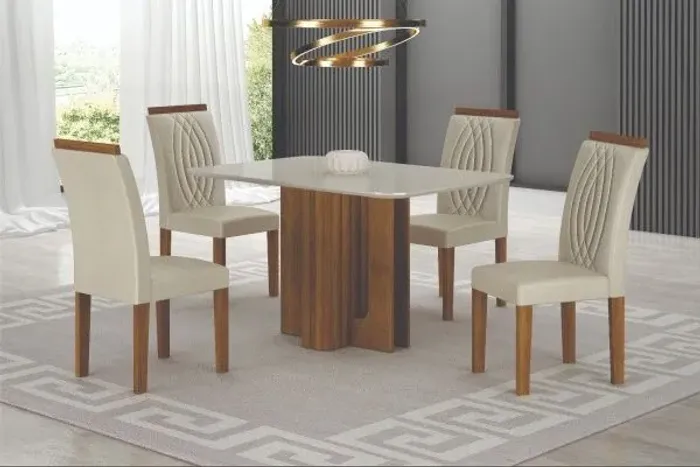 Mesa Sofia vidro off c 4 cadeiras 