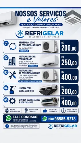Instalação de Ar Condicionado - Manutenção - Limpeza