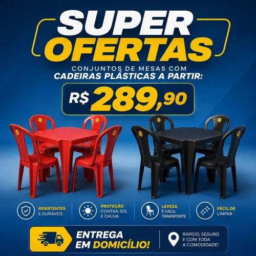 Conjuntos de mesas e cadeiras plásticas a partir:
