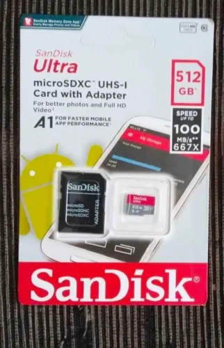 CARTÃO SD DE 512 GIGAS DE MEMÓRIA SANDISK