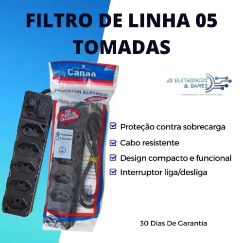 Filtro De Linha 05 Tomadas - loja física - entrega - com garantia