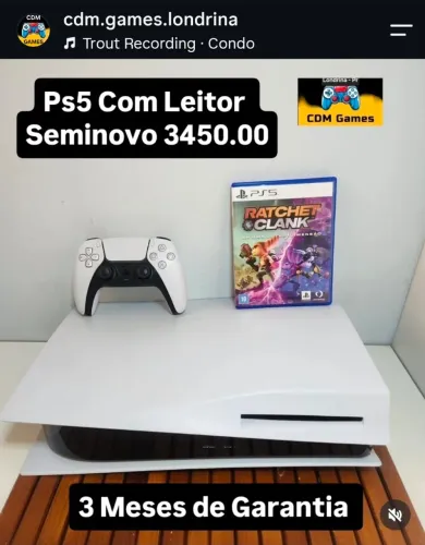 Ps5 Com Leitor Seminovo 3450.00 - 3 Meses de Garantia
