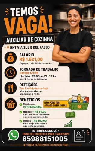 Vaga para Auxiliar de Cozinha