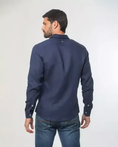 2 camisas 100% linho masculinas azul marinho e preto tamanho P - lemon basics