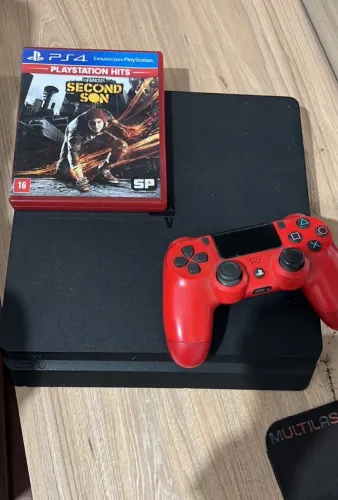 PS4 Slim 1TB + Controle Original Vermelho - Excelente Estado