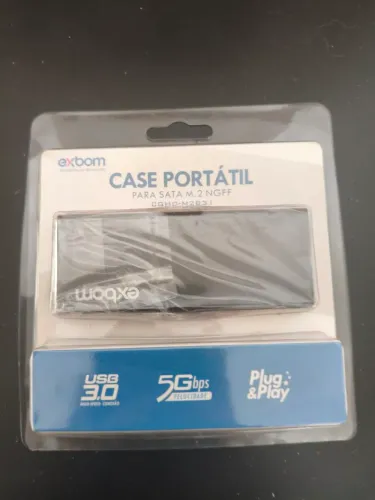 Case portátil Exbom para SSD M.2 SATA (NGFF), novo e lacrado, nunca utilizado.