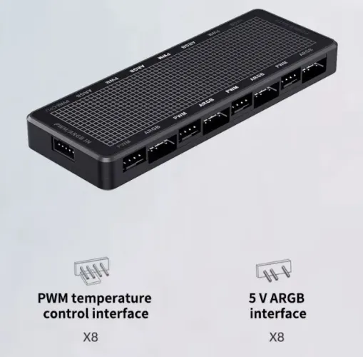 Controladora HUB Fans ARGB/PWM Sata Teucer 8 portas Magnético NOVO. Leia