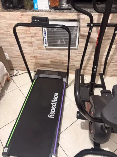 Esteira, bicicleta com elíptico, elásticos, peso, tapete acolchoado