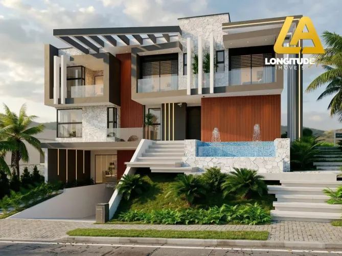Casa à venda em Mogi das Cruzes com 5 suítes, piscina e arquitetura contemporânea