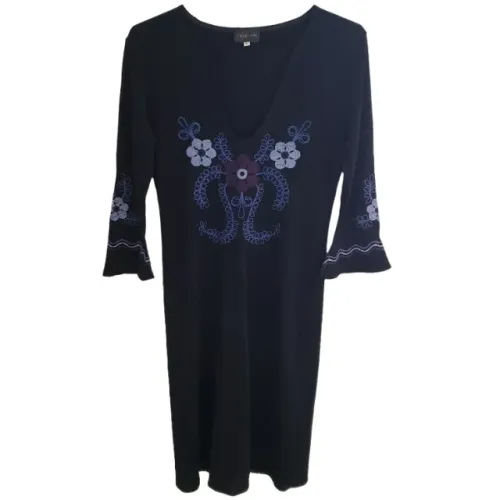 Vestido Equatore Original Preto Bordado Manga Longa Tamanho P