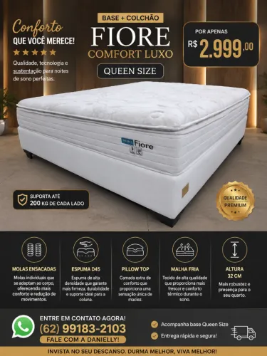 Base e Colchão Queen size da Probel Fiore comfort