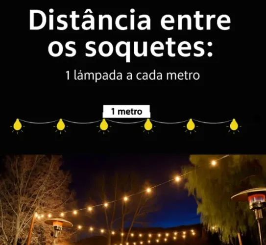 Varal De Luzes Cordao Festao 40 Mts Com Lampadas Inclusa Cor