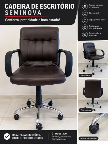 Cadeira de escritório Giratória seminova