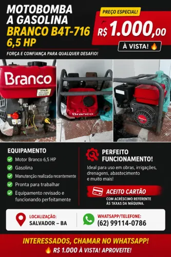 motobomba BRANCO 6.5 hp