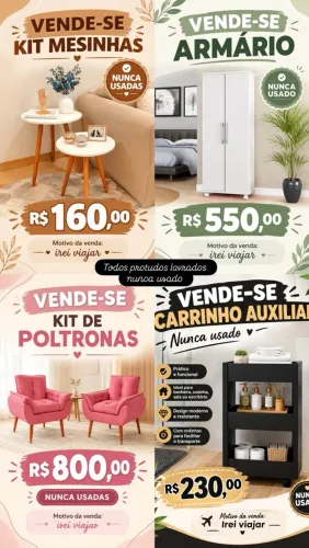 Vende móveis nunca usados motivo da venda irei viajar