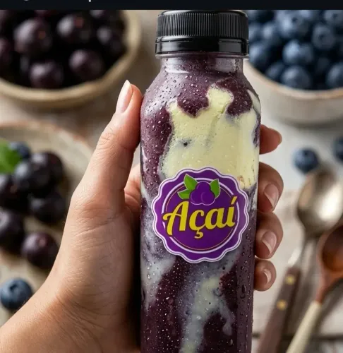 GARRAFA PET 300ML TAMPA PRETA AÇAÍ SUCO 