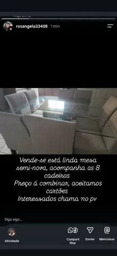 Vende-se está linda mesa semi-nova, acompanha as 8 cadeiras