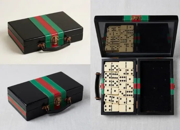 Jogo de Dominó Vintage em Estojo Maleta de Luxo / Colecionável