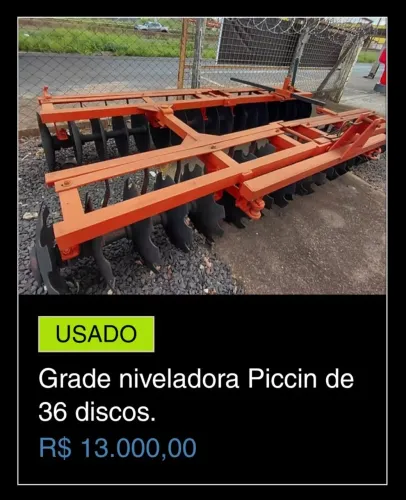 Grade niveladora de 36 discos Piscin