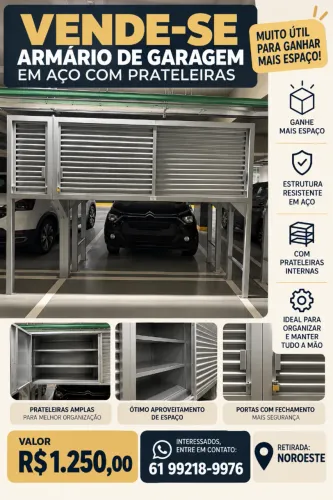 Armário de garagem em aço - sem avarias