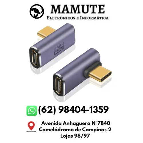 Adaptador Conversor Usb Tipo C Em L 90 Graus 40gbps Vídeo 8K 120hz