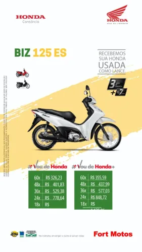 HONDA BIZ 125 26/27 ES - COM ZERO ENTRADA E SEM JUROS