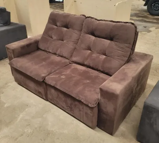 Sofá Retrátil Monte Carlo 3 Lugares Marrom Bordô