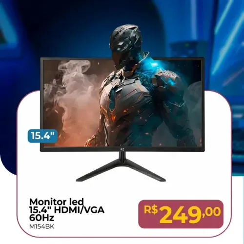 Monitor LED 15.4" HDMI/VGA 60Hz M154BK - Frete Grátis