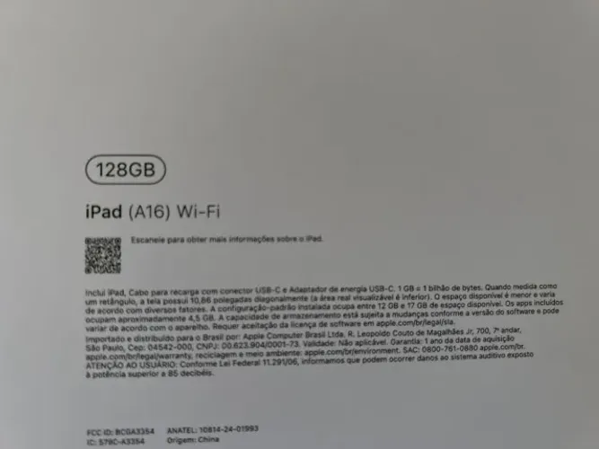 Apple iPad 11 Chip A16 Wi-fi 128gb Azul (Usado)