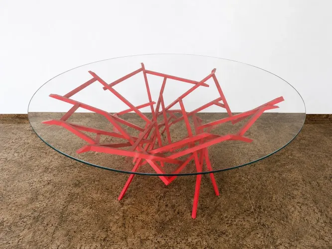 Mesa de Jantar Redonda em Vidro - 6 Lugares