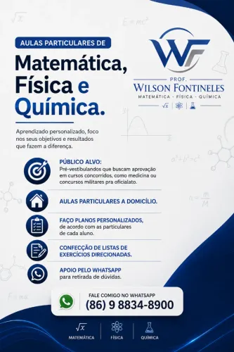 Aulas Particulares de Matemática, Física e Química a domicílio (vou até o aluno)