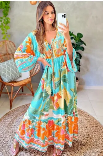 Vestido longo praia tropical farm