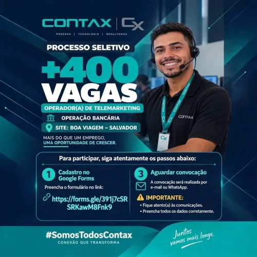 400 VAGAS R$1.621,00