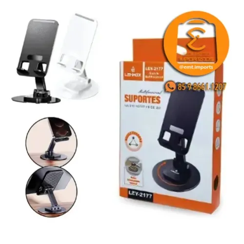 Suporte de Mesa para Celular e Tablet 360 graus Liga de Alumínio LEY-2177