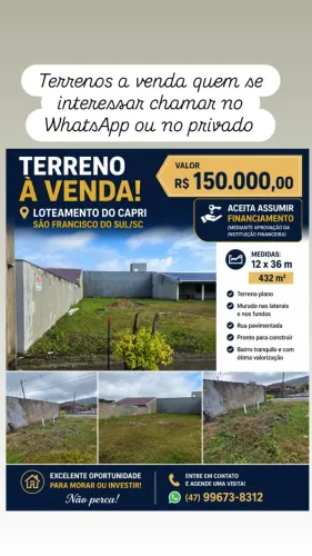 Terreno com 12 X 36 financiado entrada e assumir parcelas