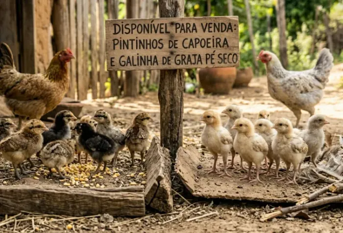 Pintinhos de Galinha de Capoeira e Granja Pé Seco - Qualidade Garantida