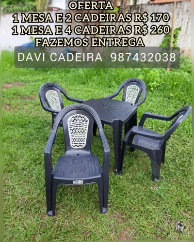 CONJUNTO DE MESA MAIS CADEIRA DE PLASTICO PARA D DECK