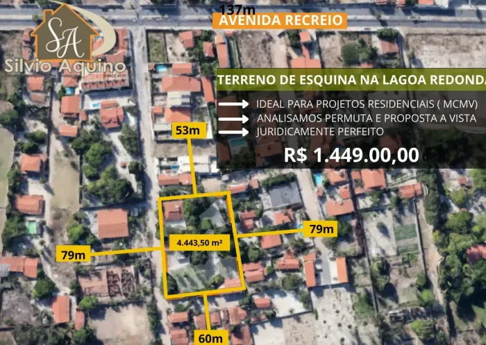 TERRENO NA LAGOA REDONDA IDEAL PARA O MCMV!!