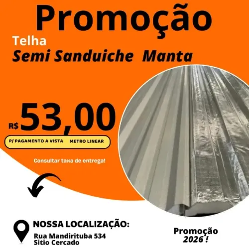 TELHA SEMI SANDUICHE COM MANTA