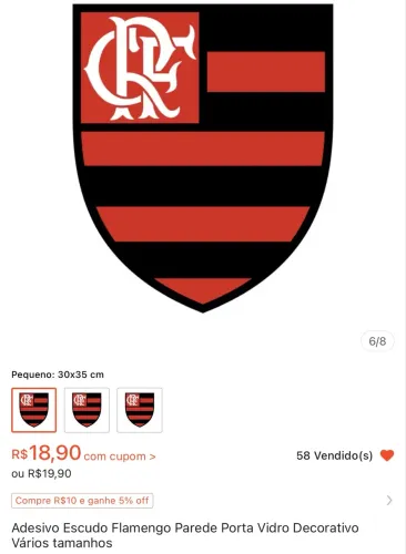 Adesivo Escudo Flamengo 30x35