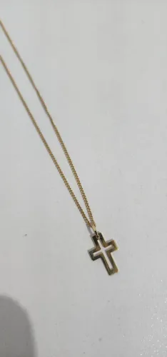 Corrente de ouro 18k pingente de cruz