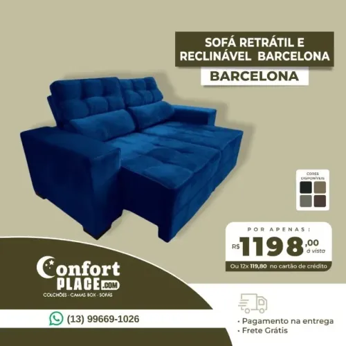 Sofá Retrátil e Reclinável Barcelona 3 Lugares 2m Frete Grátis 