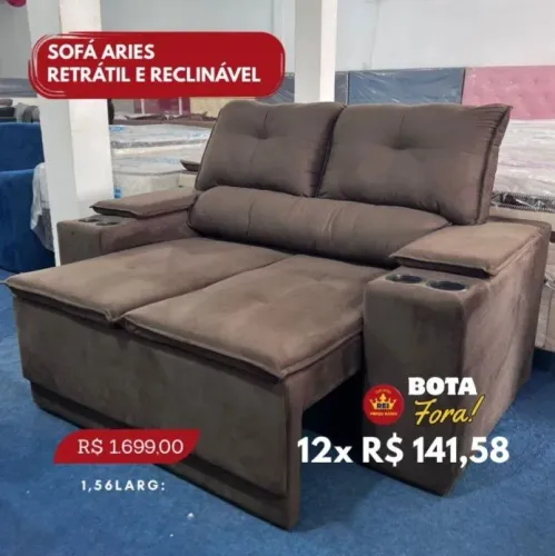 PROMOÇÃO URGENTE - Sofá RETRÁTIL e RECLINÁVEL Áries Marrom por apenas 12x de R$141,58
