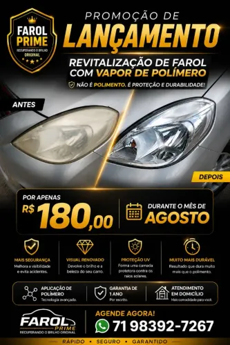 Revitalização de farol com vapor de polímero