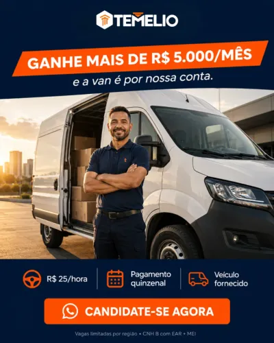 Motorista de Van VUC no DF - Veículo Fornecido pela Empresa - CNH B EAR MEI
